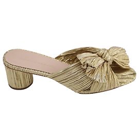 Loeffler Randall Emilia Plissée à Talon Nœud en Nylon Doré Doré Métallisé
