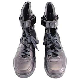 Dior-Dior Homme B50 High Top Sneakers in Black Leather-Black
