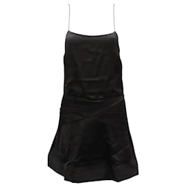 Derek Lam-Derek Lam 10 Crosby Cami Flounce Mini Dress in Black Viscose-Black