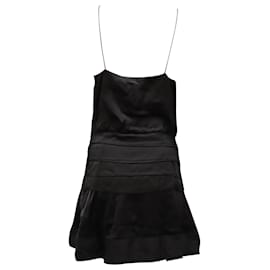 Derek Lam-Derek Lam 10 Crosby Cami Flounce Mini Dress in Black Viscose-Black