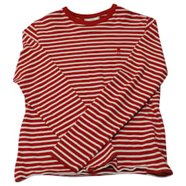 Autre Marque-AMI PARIS Ami de Coeur Long Sleeve Stripe T-shirt in Red Cotton-Red