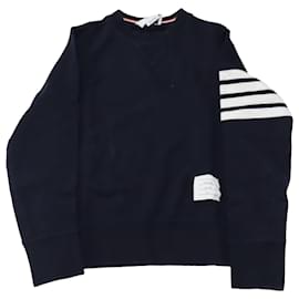 Thom Browne-Thom Browne Striped Loopback Sweatshirt in Navy Blue Cotton-Navy blue