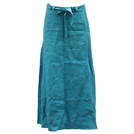 Jupe mi-longue Simon Miller en lin bleu sarcelle Autre Vert