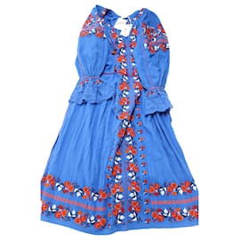 Ulla Johnson-Ulla Johnson Filia Embroidered Dress in Blue Cotton-Blue