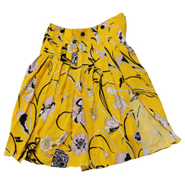 Emilio Pucci-Emilio Pucci Pleated Floral Skirt in Yellow Viscose-Other