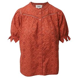 Ba&Sh Chemisier boutonné à œillets en coton rouge Rouge