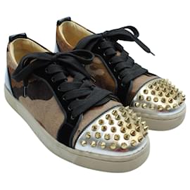 Christian Louboutin-Pony Hair Sneakers with Golden Spikes-Other