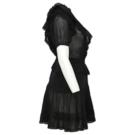 Isabel Marant-Isabe Marant Étoile Ruffle Mini Dress in Black Cotton-Black