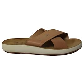 Ancient Greek Sandals-Ancient Greek Thais Comfort Slip-On Sandals in Brown Leather-Brown