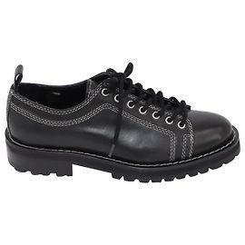 AMI Paris contrast stitch Worker Derbys in Black Leather Black