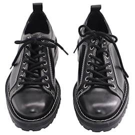 Ami Paris-Zapatos Derby Worker de cuero negro con pespuntes en contraste de AMI Paris-Negro