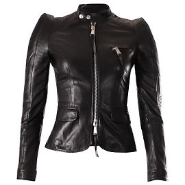 Dsquared2 Jaqueta biker com cadarço em couro preto Preto