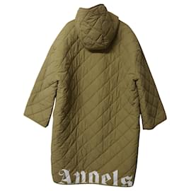 Palm Angels-Palm Angels Quilted Hoodie Coat in Beige Polyamide-Brown,Beige