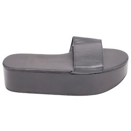 Slides de couro Yohji Yamamoto Platform em couro preto Preto