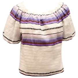 Autre Marque-LemLem Adia Off The Shoulder Striped Top in Purple Cotton-Other