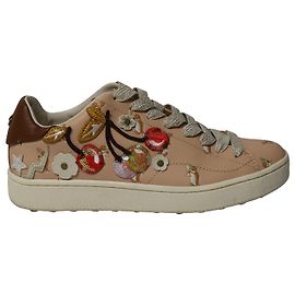 Coach C101 Cherries Patches Platform Sneakers in Pastel Pink Leather Other
