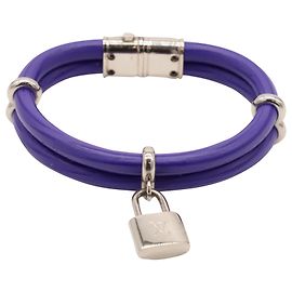Pulseira Louis Vuitton Keep It Twice Lock em couro envernizado roxo Roxo