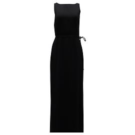 Giorgio Armani Maxikleid aus schwarzer Seide Schwarz