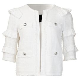 Pinko White Tweed Cropped Jacket White