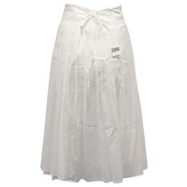 Saia midi plissada Vince Stitch em algodão branco Branco