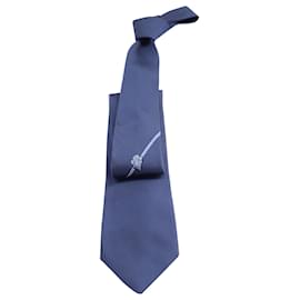 Gucci-Corbata con escudo de ancla Gucci en seda azul-Azul