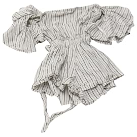 Faithfull the Brand-Faithfull The Brand Striped Romper in White Linen -Other