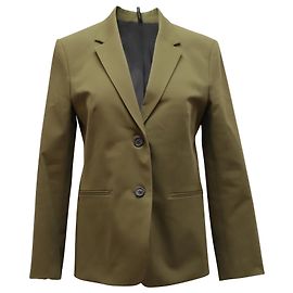 Helmut Lang Klassischer Reiterblazer aus olivgrüner Baumwolle Grün Olivgrün