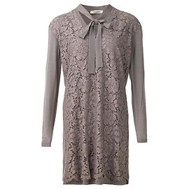 Valentino Graue Schluppen-Spitzenpullover-Kleider Grau