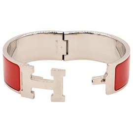 Hermès-Hermes Clic Clac H Enamel Bracelet in Red-Red