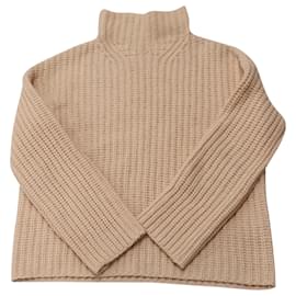 Vince-Vince Ribbed Turtleneck Sweater in Peach Wool-Pink,Peach