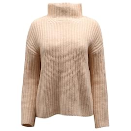 Vince-Vince Ribbed Turtleneck Sweater in Peach Wool-Pink,Peach