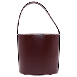 Staud-Staud Bissett Bucket Bag in Burgundy Leather-Dark red