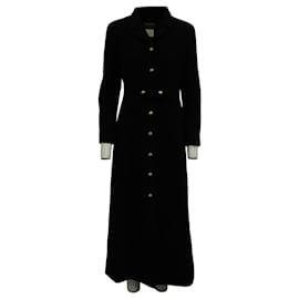 Chanel-Fall winter 1996 Elegant Cashmere Coat with Logo Embossed Buttons-Black