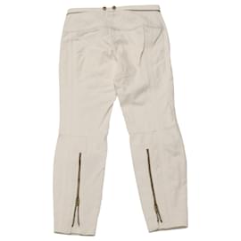 Chloé-Chloé Ankle Moto Pants in Cream Cotton-White,Cream