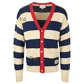 Gucci-Gucci Embroidered Striped Knit Cardigan-Multiple colors