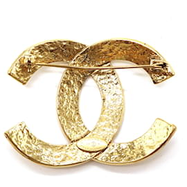 Chanel-Chanel Gold CC Timeless Interlocking Brooch-Golden