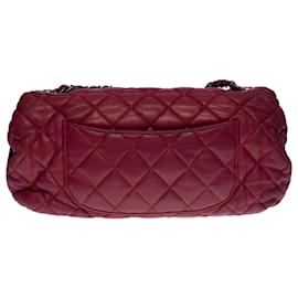 Chanel-Beautiful Chanel Classic Flap bag handbag in amaranth quilted leather, ruthenium metal trim-Red