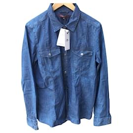 7 For All Mankind-camisa con bolsillos-Azul