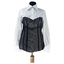 Camicia in pizzo bianca ROCCOBAROCCO Nero Bianco