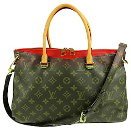 Louis Vuitton-Louis Vuitton Brown Monogram Pallas Satchel-Brown,Red