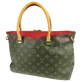 Louis Vuitton-Louis Vuitton Brown Monogram Pallas Satchel-Brown,Red