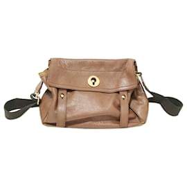 Yves Saint Laurent-YSL Brown Muse Two Leather Crossbody-Brown