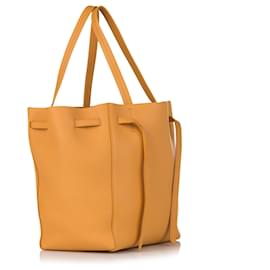 Céline-Celine Yellow Cabas Phantom Leather Tote Bag-Yellow