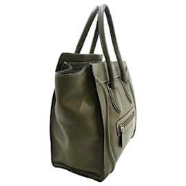 Céline-Celine Gray Micro Luggage Leather Handbag-Grey