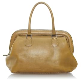 Fendi-Sac à main Fendi en cuir marron Selleria-Marron