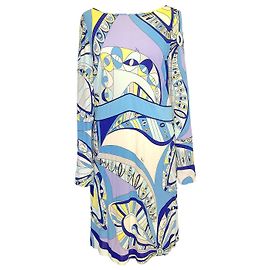 Abito Emilio Pucci in blu, Lilla, stampa gialla e acqua con tasche Multicolore