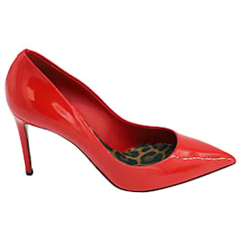Dolce & Gabbana-Dolce & Gabbana Kate 85 Pumps in Red Patent Leather-Red
