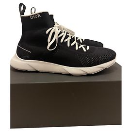 Dior Black Cloth High Top Sneakers Black