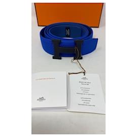 Hermès-H belt buckle & Sprint belt band 32 MM-Black,Blue