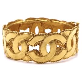 Chanel-Chanel Gold CC Interlocking Wide Cuff Bangle-Golden